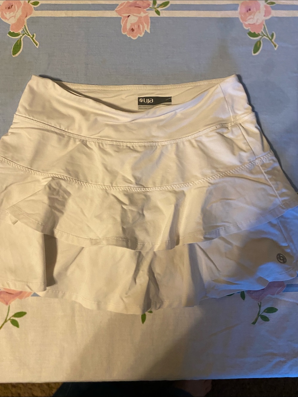 Lija White Ruffle Tennis Skort with Built-In Shorts